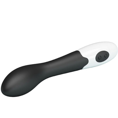 Close-up do Vibrador G-Spot PRETTY LOVE Bishop com 30 modos, mostrando o seu design curvo e material preto em silicone.