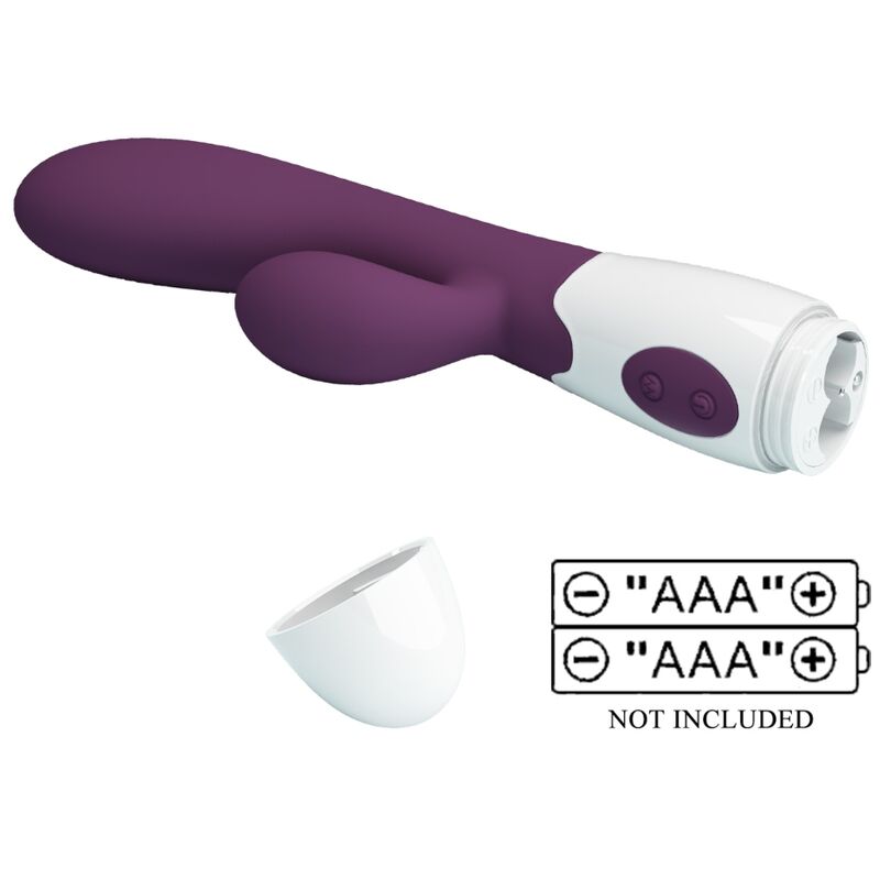 Vibrador coelho Pretty Love Alvis roxo de silicone com estimulação de ponto G e clitóris.
