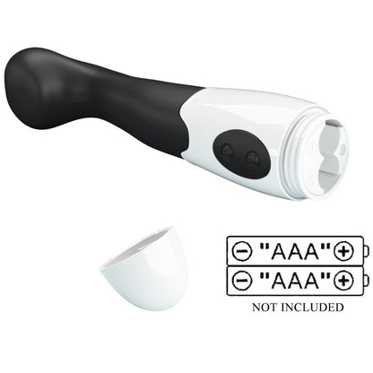 Close-up do vibrador PRETTY LOVE Charles G-Spot preto, destacando o seu design elegante e textura em silicone.
