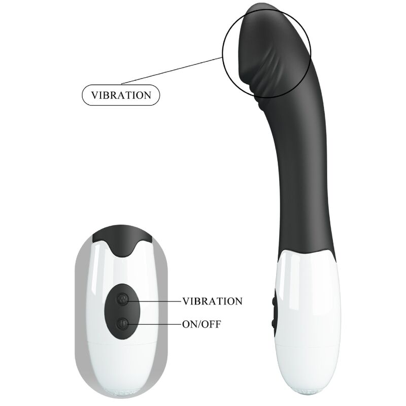 Vibrador G-Spot Elemental PRETTY LOVE preto com 30 modos de vibração para estimulação do ponto G.