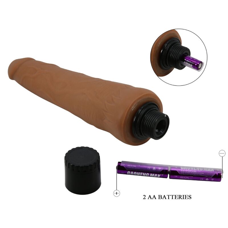 Vista detalhada do vibrador realista PRETTY LOVE Alfredo 21.5 CM com textura veiada.