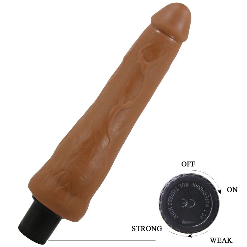 Vista detalhada do vibrador realista PRETTY LOVE Alfredo 21.5 CM com textura veiada.