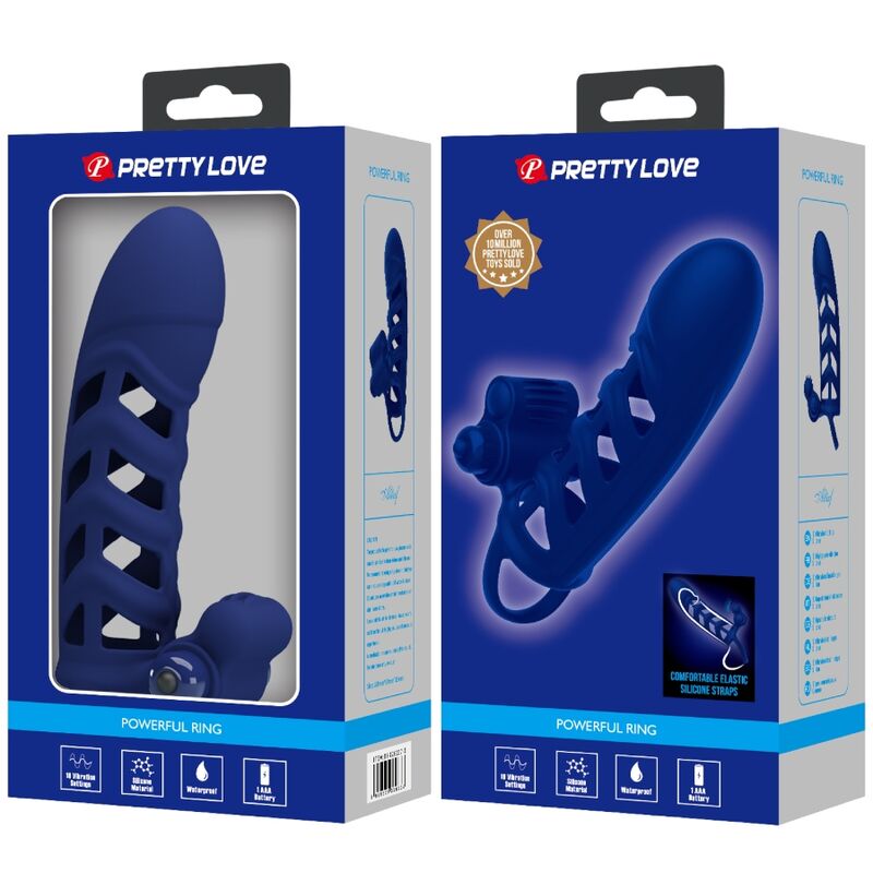 Anel vibrador PRETTY LOVE Altaf com bainha de silicone azul