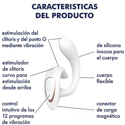 Vibrador Satisfyer G for Goddess 1 Coelho branco para dupla estimulação do ponto G e clitóris