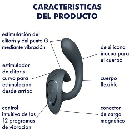 Satisfyer G for Goddess 1 Vibrador Coelho Cinza Escuro para Dupla Estimulação