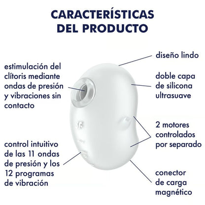 Satisfyer Cutie Ghost vibrador estimulador clitoriano branco com ondas de pressão e vibração