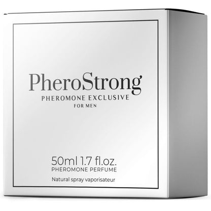 Frasco de PHEROSTRONG Perfume de Feromônios para Homens 50 ML, focado na atração e confiança masculina.