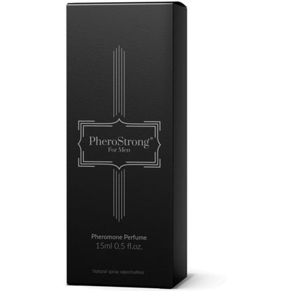 Frasco de PHEROSTRONG Perfume de Feromônios Masculino 15 ML, realçando a atração.