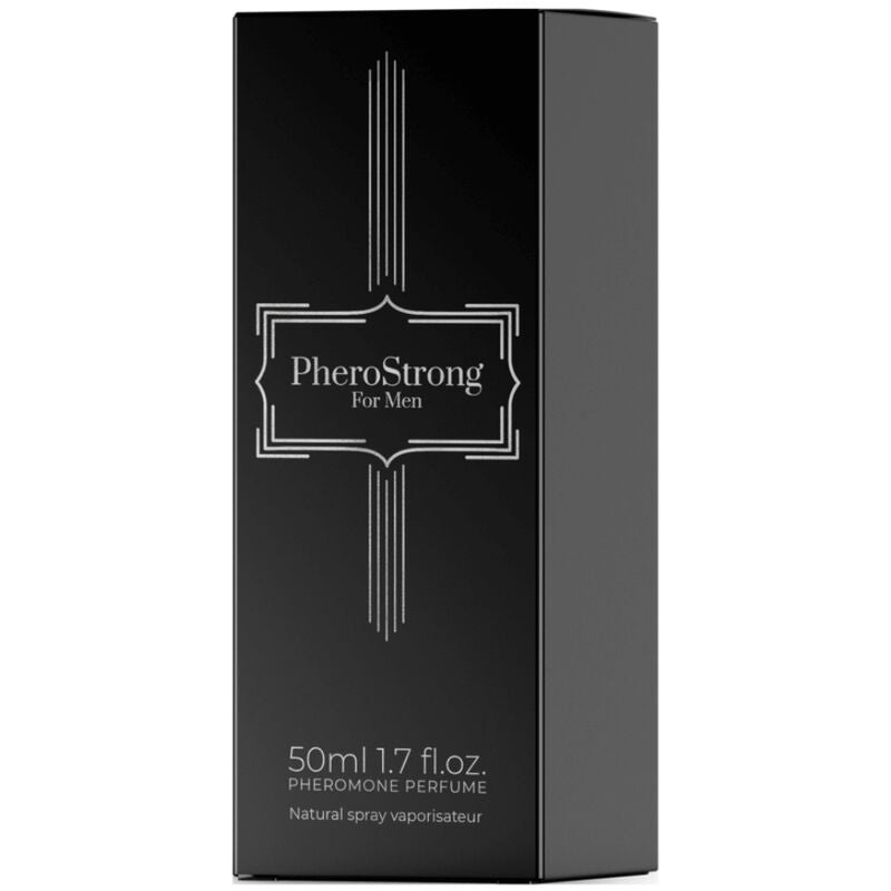 Frasco de PHEROSTRONG Perfume de Feromônios para Homem 50ml, design elegante e moderno.