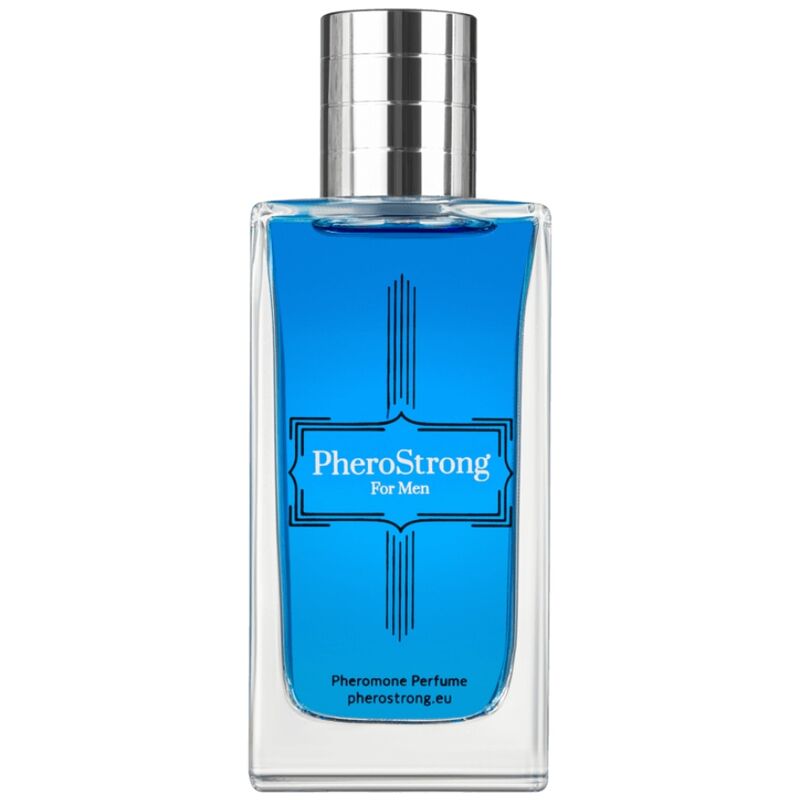 Frasco de PHEROSTRONG Perfume de Feromônios para Homem 50ml, design elegante e moderno.