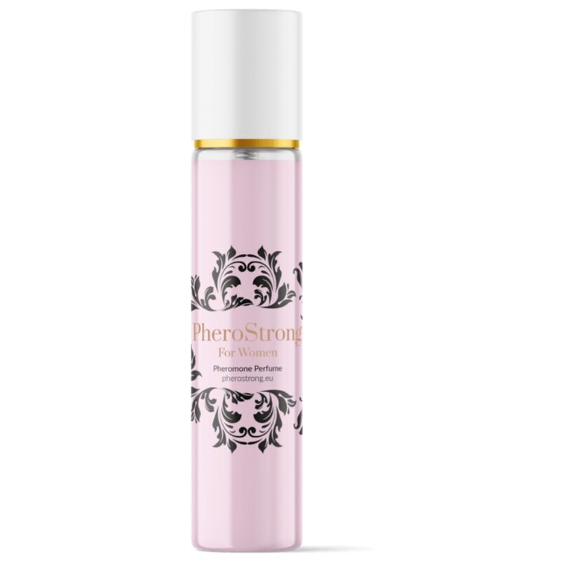 Frasco do PHEROSTRONG Perfume de Feromônios para Mulher 15 ML com detalhes da fragrância.