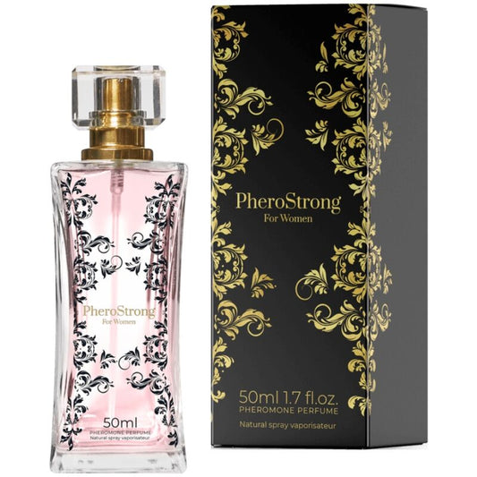 PHEROSTRONG Perfume com Feromônios para Mulher 50 ML em frasco elegante.