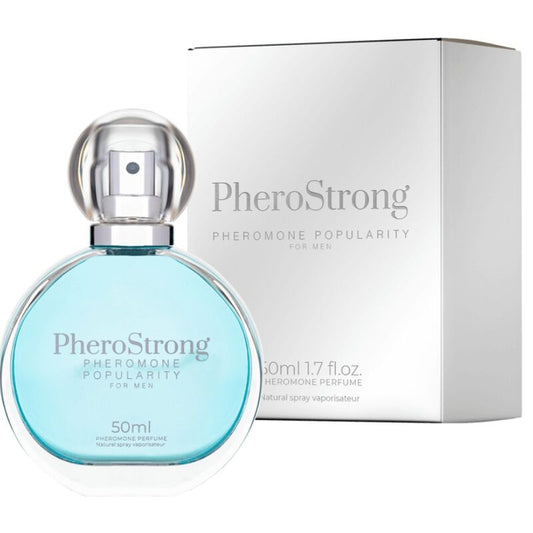 PHEROSTRONG Perfume de Feromônios Popularidade para Homens 50ml com frasco elegante e caixa.