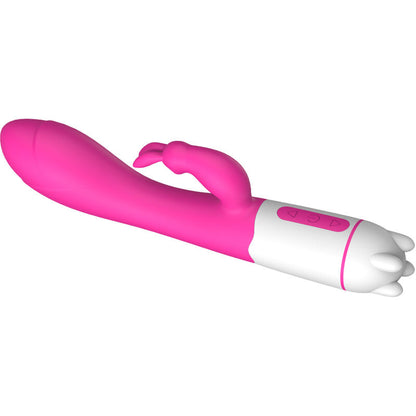 Vibrador e estimulador de coelho ARMONY Happy fúcsia com 36 padrões de vibração.