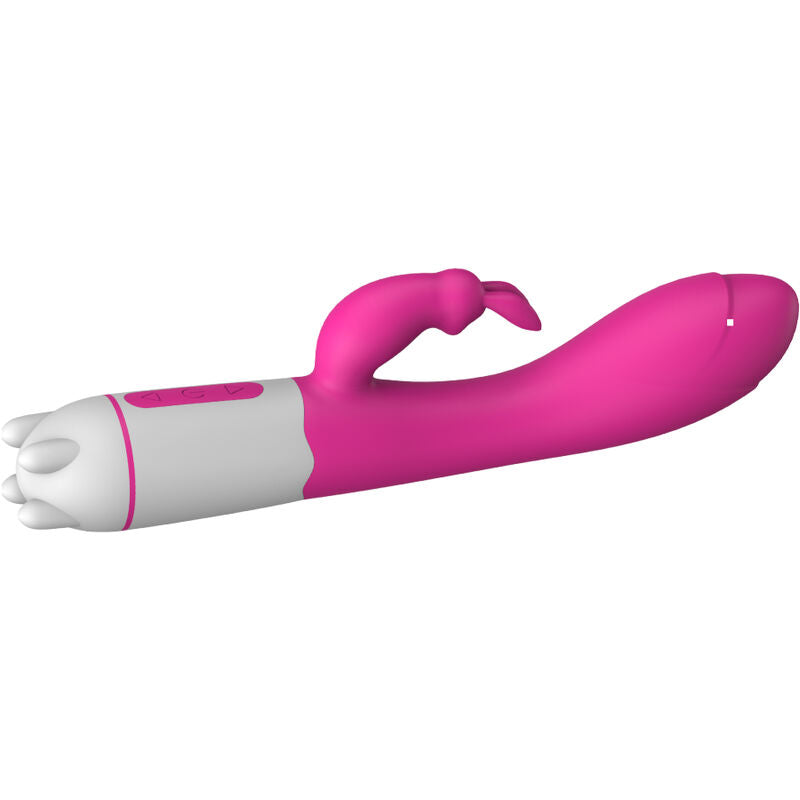 Vibrador e estimulador de coelho ARMONY Happy fúcsia com 36 padrões de vibração.