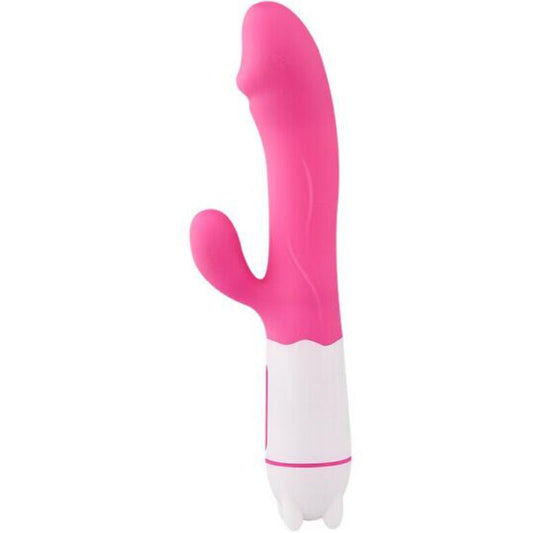 Close-up do Vibrador e Estimulador Armony Happy Fúcsia Recarregável, mostrando o design e a textura de silicone.