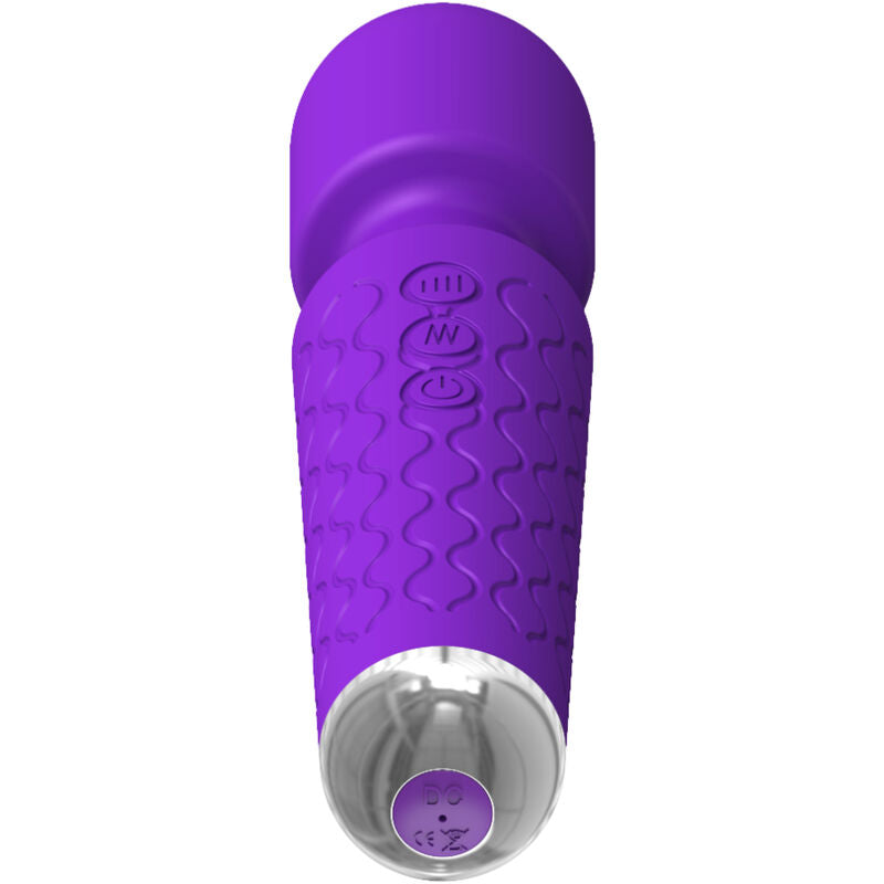 Close-up do Mini Massageador e Vibrador Armony roxo, destacando seu design ergonómico e material suave.