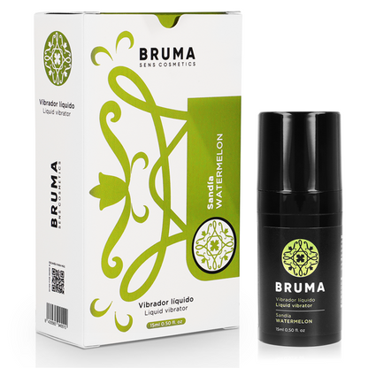 Bruma Vibrador Líquido Ultra Deslizante Sabor Melancia 15ml, ideal para prazer intenso.