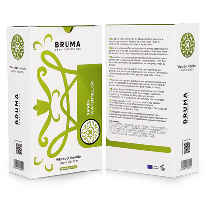 Bruma Vibrador Líquido Ultra Deslizante Sabor Melancia 15ml, ideal para prazer intenso.