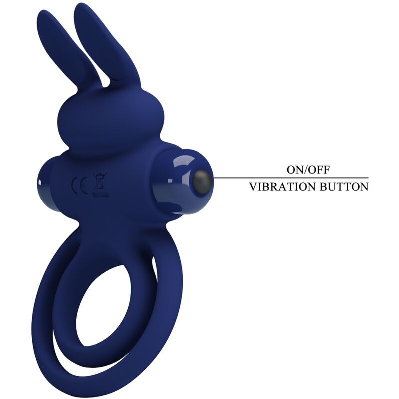 PRETTY LOVE Anel Vibratório Duplo Darey Coelhinho Azul com 10 funções e estimulação para casais