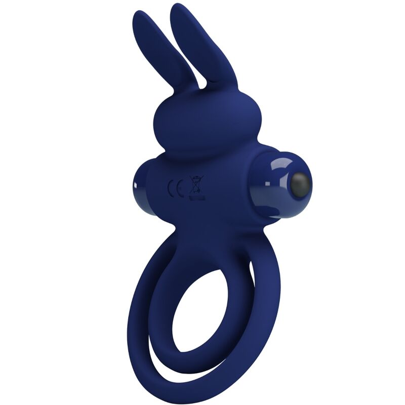 PRETTY LOVE Anel Vibratório Duplo Darey Coelhinho Azul com 10 funções e estimulação para casais