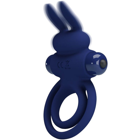 PRETTY LOVE Anel Vibratório Duplo Darey Coelhinho Azul com 10 funções e estimulação para casais