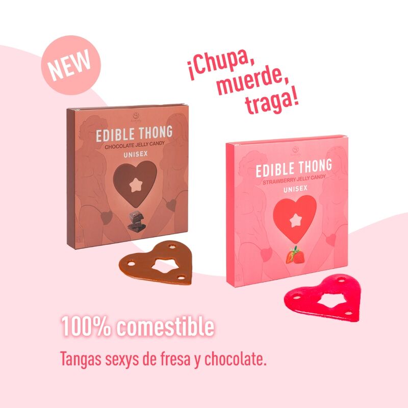 Tanga comestível Secret Play sabor chocolate em formato de coração