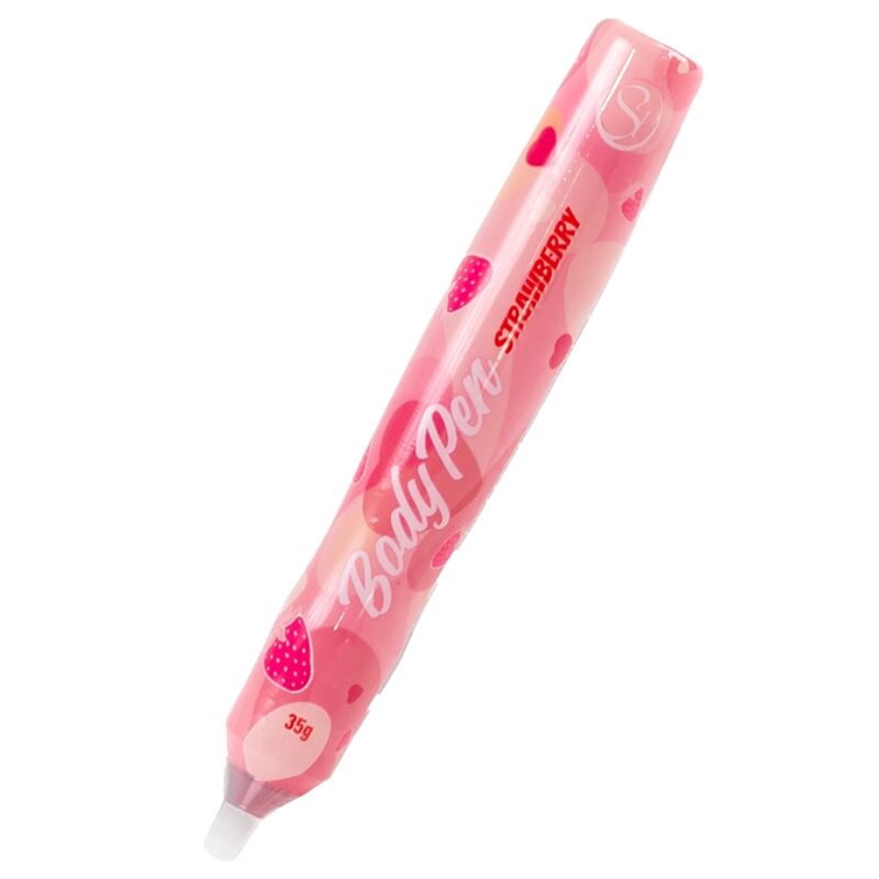 Caneta comestível Secret Play sabor morango para pintura corporal, ideal para momentos íntimos e criativos.