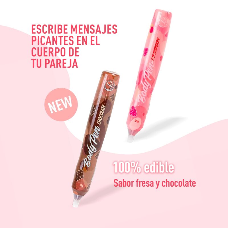 Caneta comestível Secret Play sabor morango para pintura corporal, ideal para momentos íntimos e criativos.