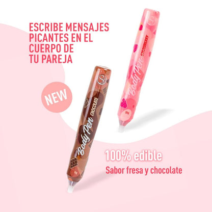 Caneta comestível Secret Play sabor morango para pintura corporal, ideal para momentos íntimos e criativos.