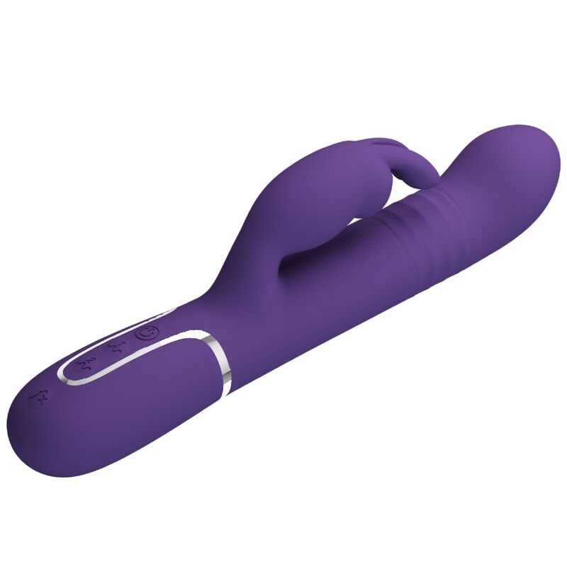 Close-up do PRETTY LOVE Vibrador Coelho Coale 4 em 1 Roxo, mostrando o design ergonómico e a textura do silicone.