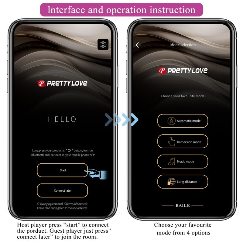 PRETTY LOVE Hector Vibrador Eletrochoque com Controlo APP Violeta