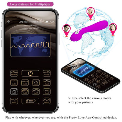 PRETTY LOVE Hector Vibrador Eletrochoque com Controlo APP Violeta