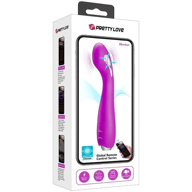 PRETTY LOVE Hector Vibrador Eletrochoque com Controlo APP Violeta