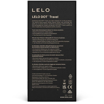 Lelo Estimulador de Clitóris DOT Travel Roxo com detalhes do design e material.