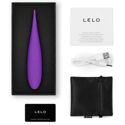 Lelo Estimulador de Clitóris DOT Travel Roxo com detalhes do design e material.