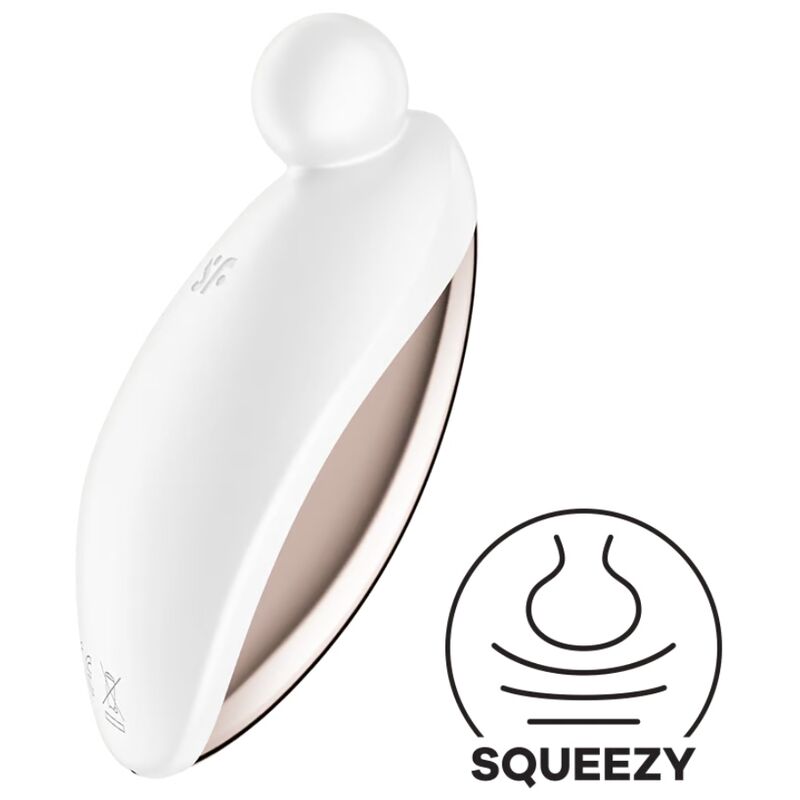 Close-up of the Satisfyer Spot On 2 Vibrador Clitoriano showing its elegant white design and flexible tip.