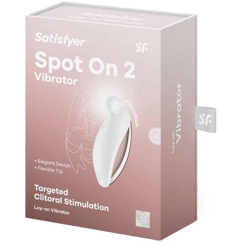 Close-up of the Satisfyer Spot On 2 Vibrador Clitoriano showing its elegant white design and flexible tip.
