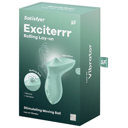 Vibrador clitoriano Satisfyer Exciterrr de silicone macio e bola rolante para estimulação intensa.