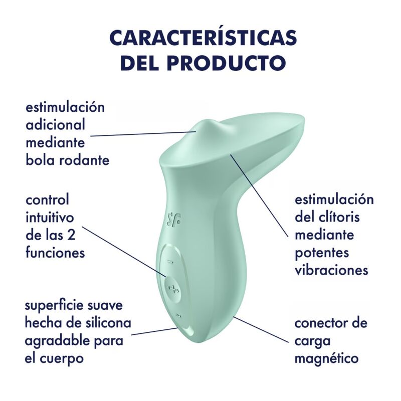 Vibrador clitoriano Satisfyer Exciterrr de silicone macio e bola rolante para estimulação intensa.