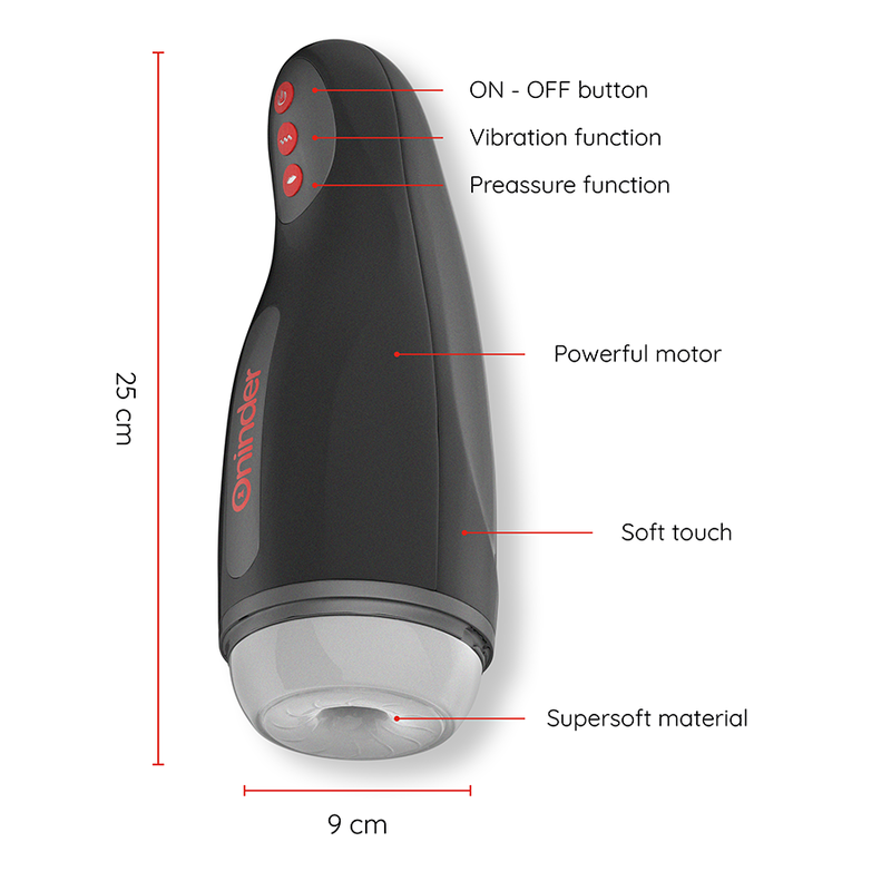 ONINDER Masturbador Masculino SEOUL com controlo via app e cabo de carregamento USB.