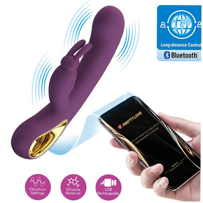 Vibrador Rabbit e Estimulador do Ponto G PRETTY LOVE Liam roxo com controlo por app.