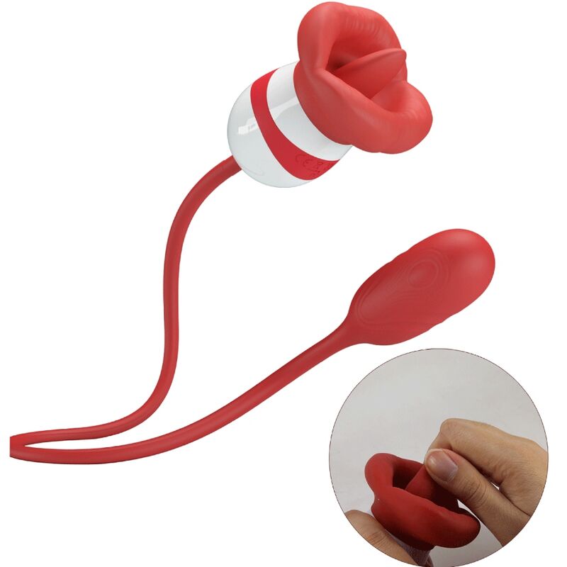 PRETTY LOVE Masturbador Aliyah Boca Vermelha com Língua Vibratória para Prazer Oral