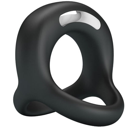 Close-up of the PRETTY LOVE Elliott Anel Vibratório para Pénis e Bolas Preto, showing its texture and features.