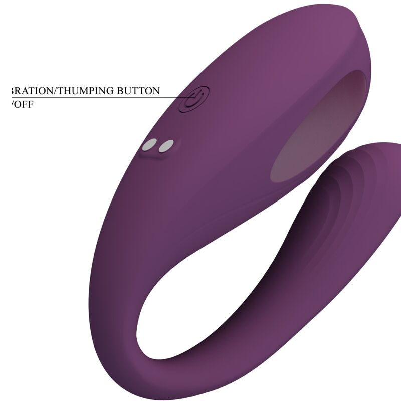 Close-up do vibrador Pretty Love Aari Roxo, mostrando sua forma ergonómica e superfície de silicone.