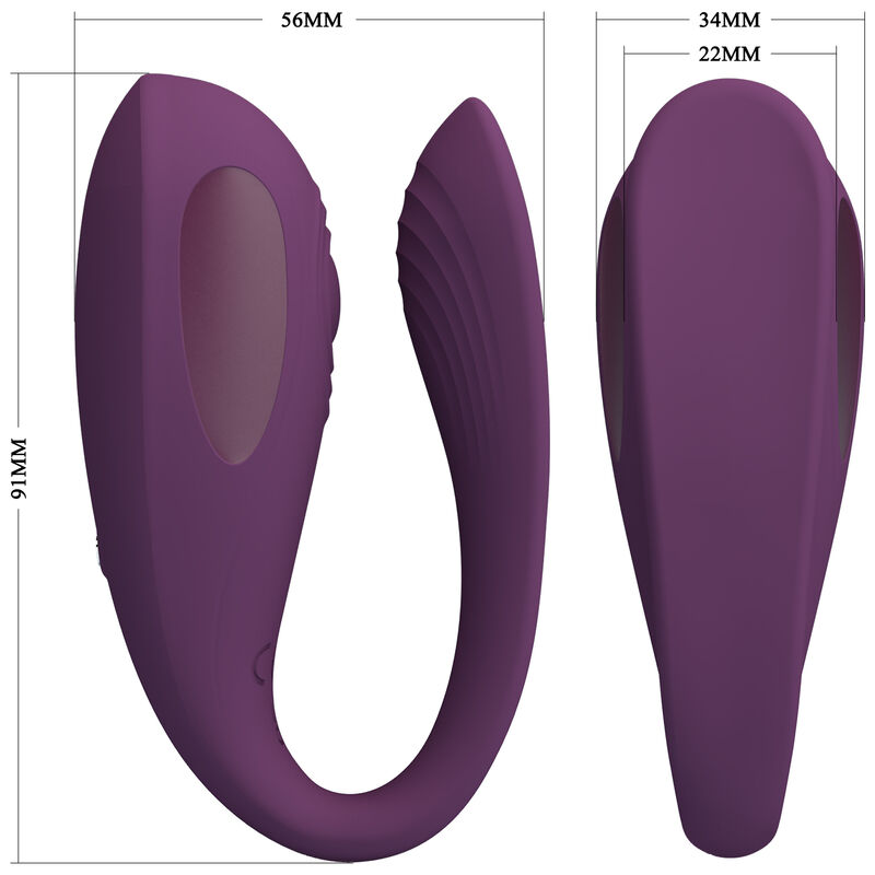 Close-up do vibrador Pretty Love Aari Roxo, mostrando sua forma ergonómica e superfície de silicone.