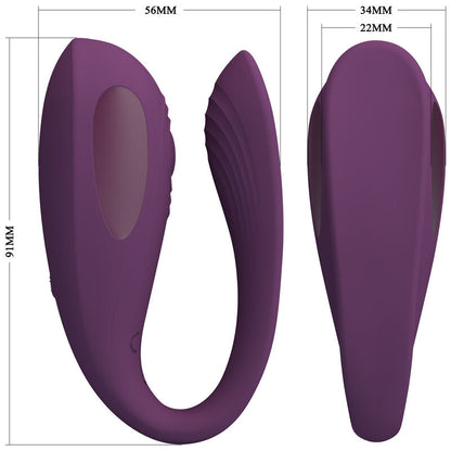 Close-up do vibrador Pretty Love Aari Roxo, mostrando sua forma ergonómica e superfície de silicone.