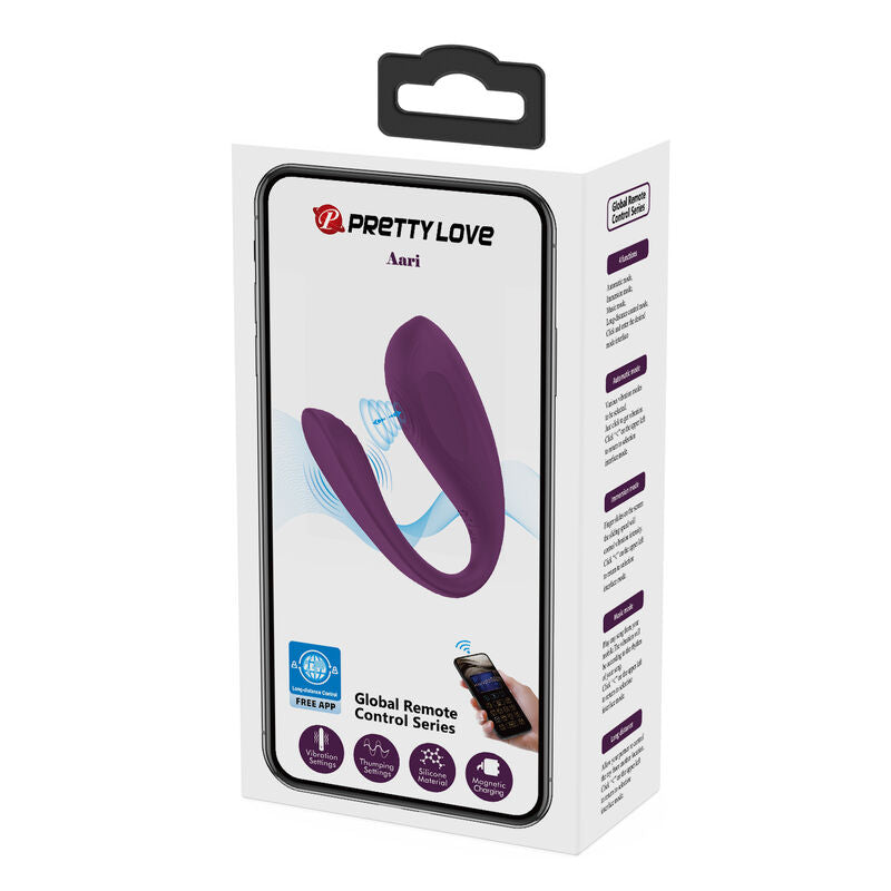 Close-up do vibrador Pretty Love Aari Roxo, mostrando sua forma ergonómica e superfície de silicone.