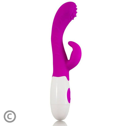 Close-up of the PRETTY LOVE Vibrador Arthur Lilás/Branco, showing its ergonomic design and silicone texture.