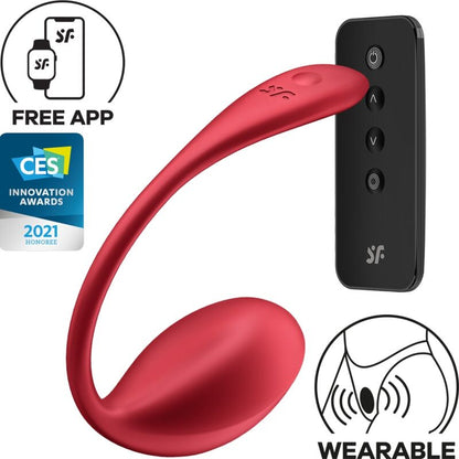 Vibrador Satisfyer Shiny Petal vermelho com controlo remoto e conexão app para estimulação do ponto G.